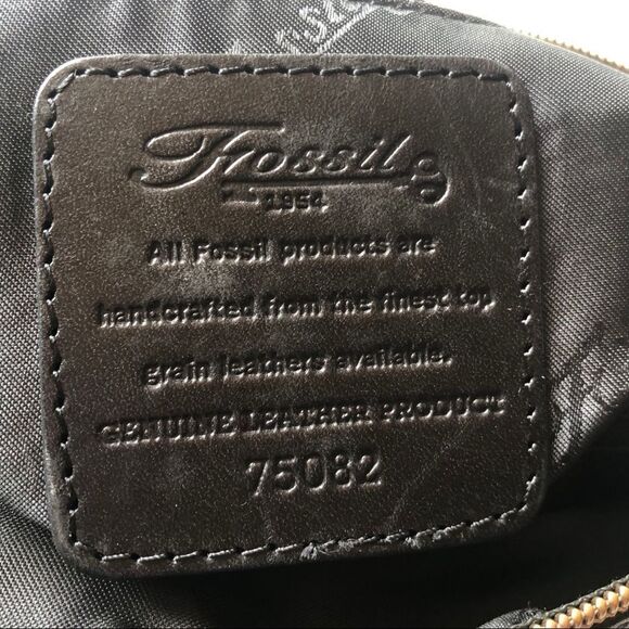 Vintage Fossil 1954 Black Leather Crossbody Organizer Bag 75082 Moto Biker Style - Picture 12 of 15